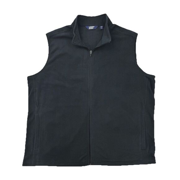 Lands’ End Men’s Black Fleece Full Zip Vest Size XXL 50-52 Sleeveless - Picture 1 of 6